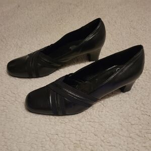 WOMENS S.R.O. SAMMI LEATHER HEEL PUMPS BLACK SIZE 8